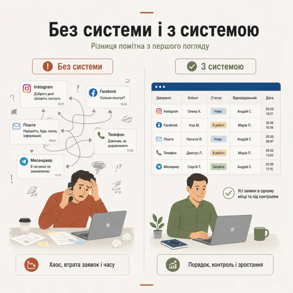 Без системи і з системою